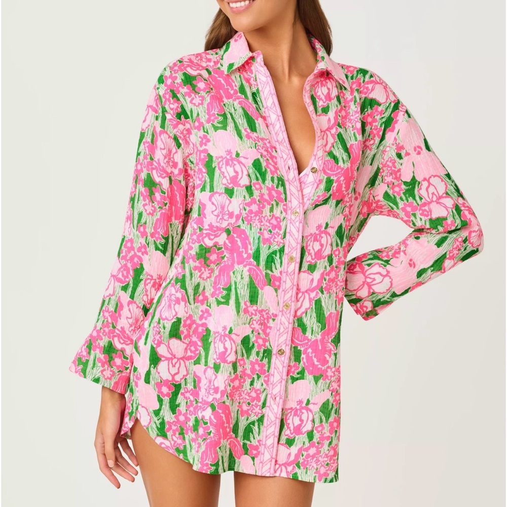 Lilly Pulitzer Kwitney Long Sleeve Cotton Cover-Up - Picture 3 of 8